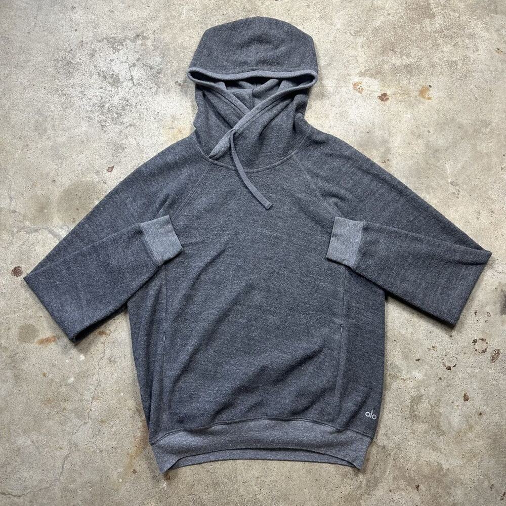 Grey Alo Athletic Yoga Fleece Hoodie Size L